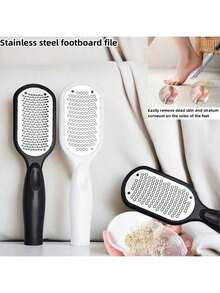 1/2pcs Professional Stainless Steel Foot File, Anti-Splash Design, Ergonomic Handle, Coarse And Fine Gritty Surface, Suitable For Home SPA Foot And Hand Care - Multicolor - View 5