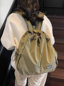 純色極簡大容量可攜式女包，百搭風格，適合日常通勤、旅行、購物 - 綠色 - 查看 6