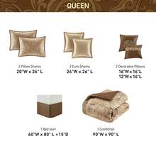 Elegant 8/24 Pieces Bed In A Bag Bedding Comforter Set,Faux Silk Comforter Jacquard Paisley Design Matching Curtains (8 Pieces Exclude Windows Panels),All-Season Essentials Home Textile For Queen-King-California King Size,Christmas Thanks Giving Gift - Brown-8 Pieces - 查看 3
