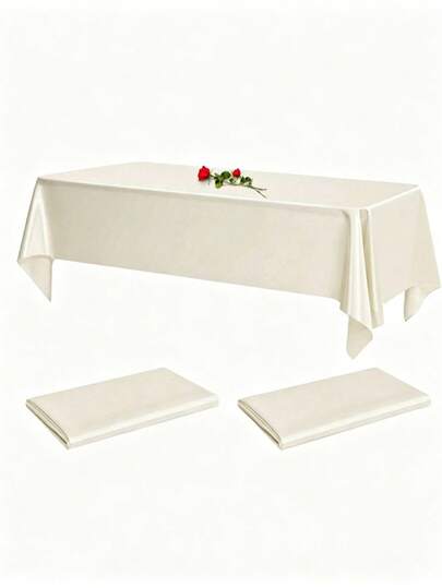 2 chiếc khăn trải bàn hình chữ nhật 137*274cm bằng vải satin, vải mịn trang trí bàn, dùng trang trí bàn tiệc cưới, bàn ăn, bàn tiệc sự kiện