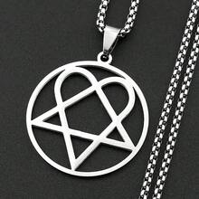 Collier pendentif Heartagram étoile cœur Him en acier inoxydable pour hommes et femmes, style groupe de musique, Egirl, hip-hop, bijoux vintage, cadeau - collier - Voir 3