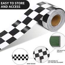 Bathroom Wall Stickers Checkered Border Decorative Black White Checkerboard Trim For Home Classroom Bulletin Board Decoration - A - View 3