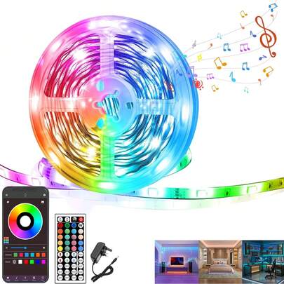 GHUSTAR LED Light Strip With Remote Control, Adjustable Colors, Suitable For Lighting In Bedrooms, Game Rooms, Birthday Parties, Christmas Decorations, TV Background Walls, Stairs, And More, Helping You Create A Personalized Atmosphere