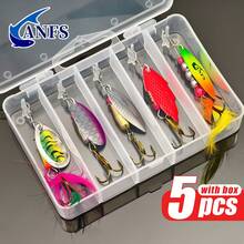 ANFS 5pcs/Set Hard Metal Spinner Lure Fishing Bait Set For Bass, Trout, Salmon, Pike With Tackle Box - Multicolor - View 11