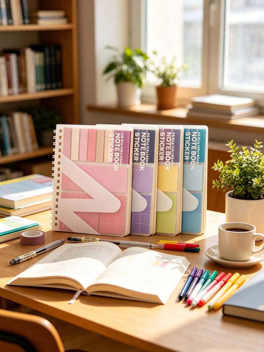 5pcs/1pc Multi Functional Note Pad Combination Sandwich Notebook With Adhesive Ins Style Index Sticker, Soft Wire Circle, Horizontal Line, Loose Leaf Notebook