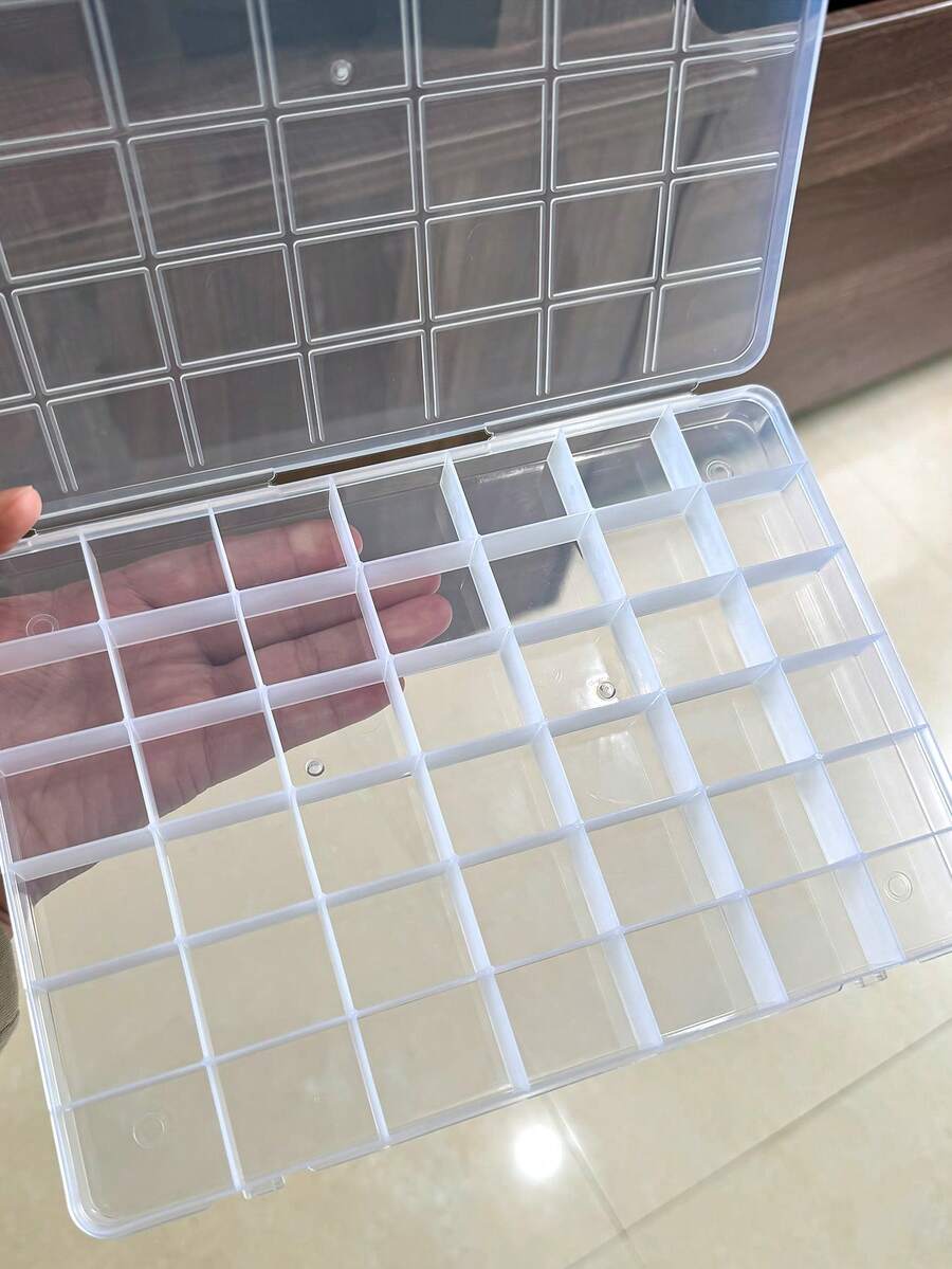 7/42-Grid Transparent Plastic Storage Box, 7/42-Grid Plastic Box Y2K Nail Art Rhinestone Storage Box/Container Tool, Suitable For Nail Art Glitter, Rhinestones, Earrings, Jewelry Beads And Small Accessories (Transparent)