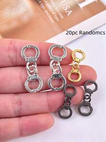 5/50 Pcs Tiny Handcuff Alloy Beads Charms, Minimalist Punk DIY Jewelry Making Supplies For Earrings Bracelets & Nail Art Decor - Multicolor - View 12