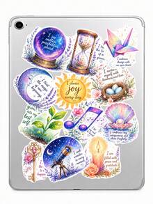 50Pcs Watercolor Mystical Affirmation Sticker Pack, Self-Love & Growth Prints For Planner, Notebook & Spiritual Crafts - Multicolor - View 2
