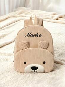 Personalized Animal Embroidery Text Style Corduroy Backpack, Women's Backpack, Lightweight And Breathable School Bag, Back To School Essential Stationery Bag, Adjustable Shoulder Straps And Secure Zipper Pockets, Custom Name Option, Durable Nylon Lining, Back To School Essential Backpack, Large Capacity Backpack - Multicolor - View 11