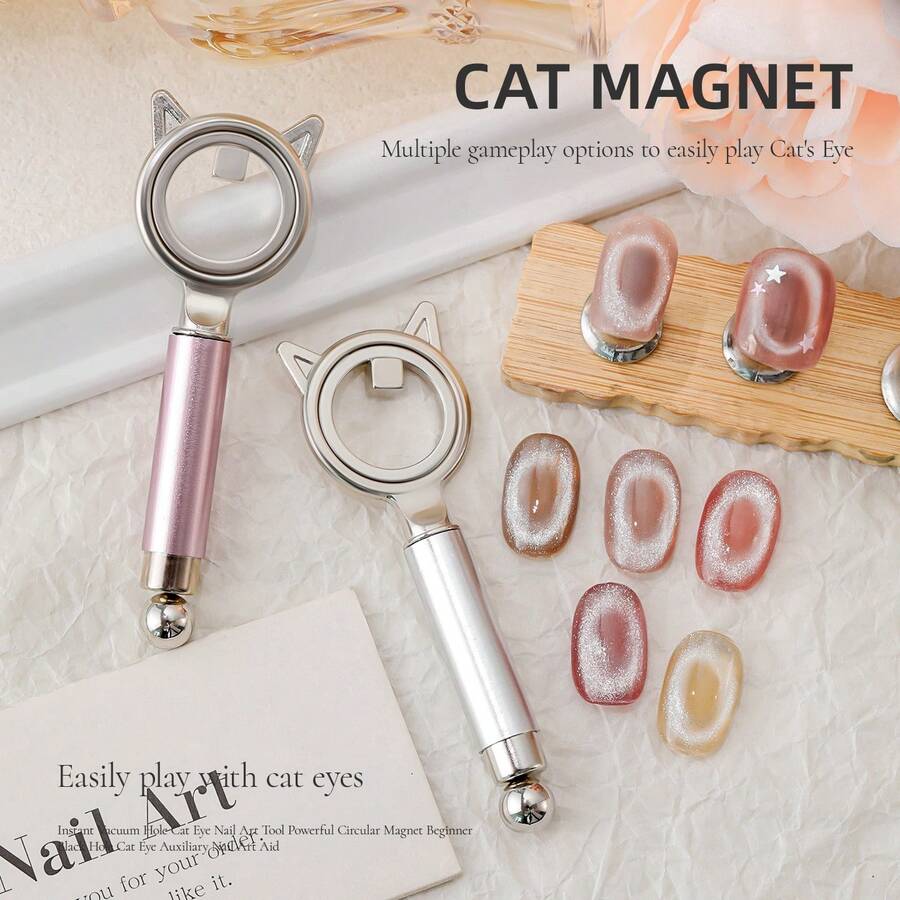 1 Peça Ímã de Arte de Unhas Olho de Gato Buraco Negro, Anel Redondo de Orelha de Gato Aprimorado com Forte Magnetismo, Efeito Olho de Gato Transparente com Sucção Rápida de 3s, Sucção Poderosa Sem Deriva Magnética, Essencial para Artistas de Unhas Iniciantes - Multicolorido - Visão 1