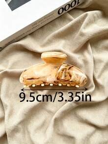 4piezas/1 pieza Pinza de pelo de plástico ligero con textura de flor de cinco pétalos ovalada de 9.5cm/3.35in en color caqui para mujer, pinza de pelo elegante minimalista de unicolor premium versátil y de moda, adecuada para salidas diarias, casual, fiesta, ir al trabajo, vacaciones en la playa, recoger el pelo, coleta, moño, lavarse la cara, bañarse, maquillaje, combinar con el atuendo, accesorio para el cabello - Multicolor - Ver 2