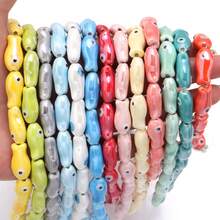 10件/包 陶瓷魚珠 10x20mm 雙面彩色波點魚珠，適用於手鍊、項鍊、DIY手機鍊、吊墜、鑰匙圈配件 - 雙色小魚珠 - 查看 9