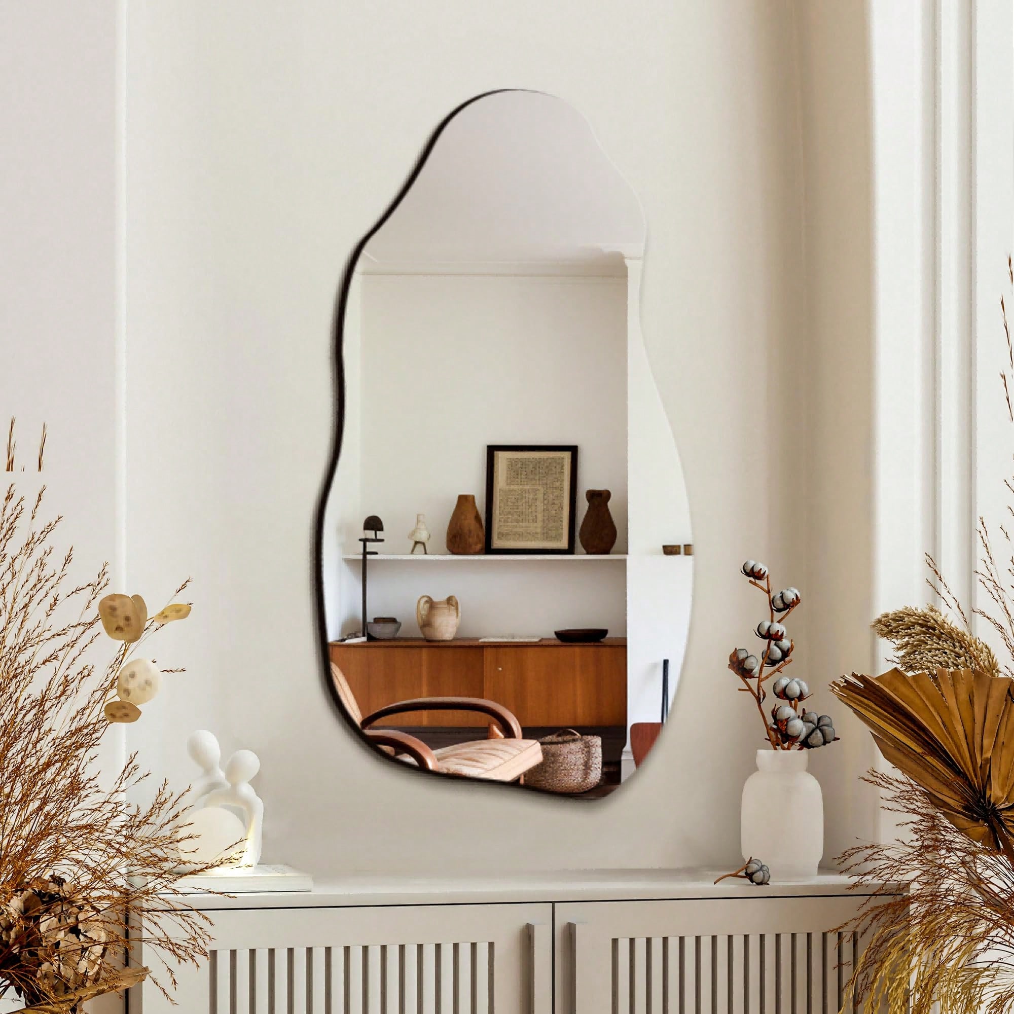 1pc Asymmetrical Frameless Wall Mirror