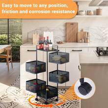 Space Saving 6-Tier Rotating Metal Mesh Kitchen Storage Rack – Rolling Organizer Shelf With Lockable Wheels, Mesh Basket Design, Easy Access, Multi-Purpose For Pantry, Bathroom, Laundry - View 5