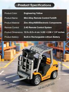 1:64 Alloy Forklift Remote Control Construction Vehicle, Fork Hook Can Move Up And Down, With LED Lights, Phone Remote Control Operation - Suitable For Boys And Girls Children's Gift Remote Control Model Car Toy - Multicolor - View 10