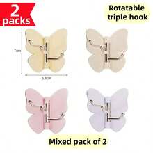 2/4/6Pcs Rotatable Butterfly Triple Hooks, No‑Punch Wall Hanging Storage Rack, Transparent Thickened Over Door Hook Organizer For Kitchen Cabinet Dorm Bedroom - View 13