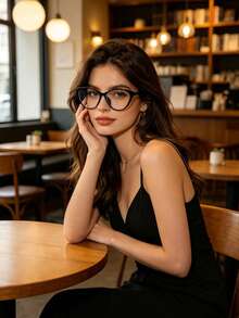 2 Pairs Classic Cat Eye Glasses Set, White & Black Frame Fashion Eyewear, Versatile Daily Outfit Accessory, Suitable For Women - Two - View 4