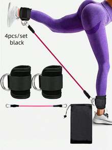 1set Fitness Resistance Band With Ankle Strap, Gym Ankle Weight Leg Trainer, Hip Trainer, Fitness Ankle Strap - Multicolor - View 7