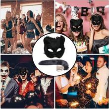 1pc/Set-Animal Costume Props, Cat Fox Mask, Fluffy Tail Decoration, Cosplay, Cosplay, Long Haired Fox Mask, Tail, Halloween White Plastic Half Face Mask, Makeup Ball, Carnival - Mask Tail - View 8