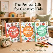 (PLAY 36 Pages/127g, ABC 54 Pages/173g, 123 42 Pages/136g) 3-Book Set Children's Coloring Books, Toddler Coloring Books, Large Size Simple Patterns, Letters Numbers Colors Shapes Learning, Educational Activity Books, Fun Gift For Boys And Girls - Paperback - View 9