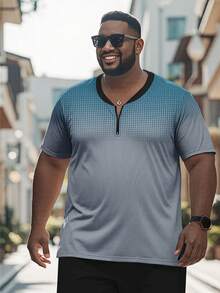 Men's Plus Size T-Shirt Summer Gradient Print Machine Washable Casual Plus Size Top Men's Short Sleeve Polo Shirt - Multicolor - View 4