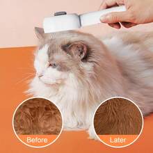 Pet Supplies, 3-In-1 Pet Grooming Comb Spray Brush, Gentle Detangling, Anti-Static, Skin Massage, Suitable For Cats And Dogs, With Spray Function, Comfortable And Convenient To Use And Easy To Clean. - Light Grey - View 4
