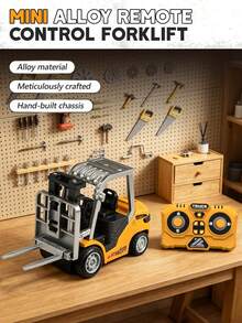 1:64 Alloy Forklift Remote Control Construction Vehicle, Fork Hook Can Move Up And Down, With LED Lights, Phone Remote Control Operation - Suitable For Boys And Girls Children's Gift Remote Control Model Car Toy - Multicolor - View 7