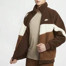 Nike Sportswear Swoosh Reversible Stand Collar Zip-Up Fleece Jacket For Men, Surprise Cocoa Color BQ6546-259 - 卡其色(雙面穿) - 查看 2