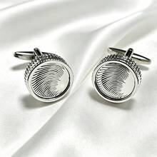 Electroplated Silver Round Hollow Floral Pattern Cufflinks For Men's Shirts - Silver - View 4