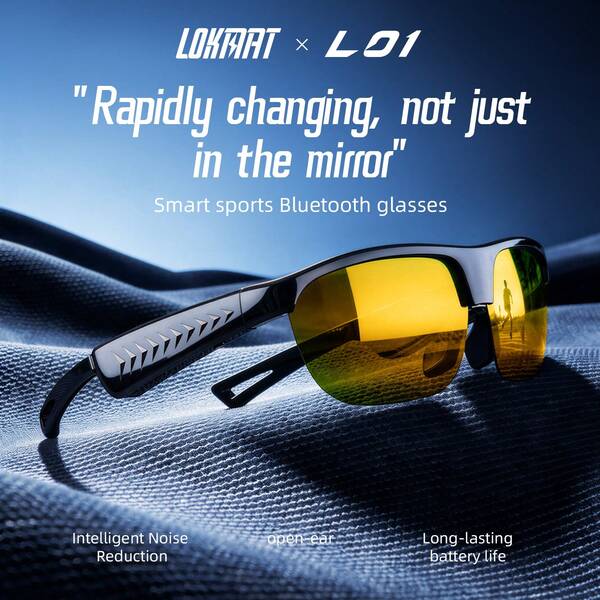 Gafas inteligentes LOKMAT L01 con Bluetooth 5.4, diseño de oído abierto, reproducción de música, gestión de llamadas, resistencia al agua para uso diario y multifuncionalidad.