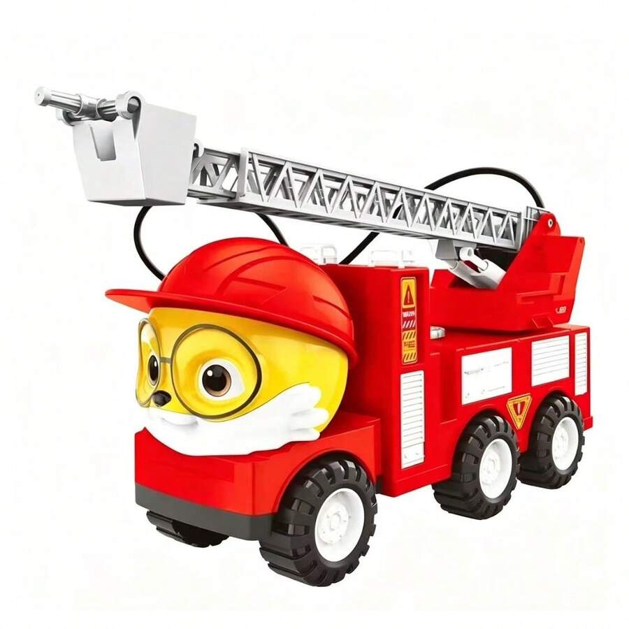 Multifunctional Cartoon Water Spraying Fire Truck, Inertia Powered No Battery Required, Liftable Ladder 360 Degree Rotation, Parent-Child Role Play Fire Rescue Game, Exquisite Birthday New Year Holiday Gift. - Multicolor - View 1