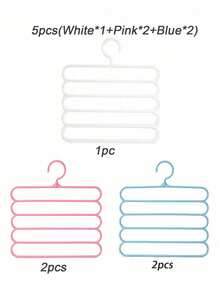 3/5 5-Tier Pants Hanger Organizer – Space Saving Plastic Trouser Storage Rack For Closet, Scarf, Tie & Belt Hanging Rack, Multi-Function Home Hanger - Multicolor - View 12