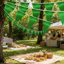 1 Set 10m Long Bannière Drapeau Guirlande Fournitures pour Événements et Fêtes Festival Anniversaire Fête de Remise des Diplômes Mariage Cadeau Fête Salle de Disco Décoration de Fond Multifonctionnelle - Vert - Voir 7