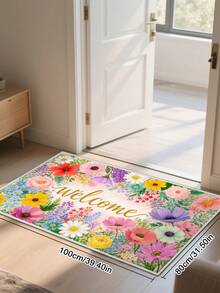 1pc Outdoor Non-Slip Patterned Floor Mat, Indoor Carpet, Bathroom Mat, Kitchen Mat, Decorative Rug, Multi-Functional Hallway Mat, Soft And Comfortable, Easy To Clean, Suitable For Indoor And Outdoor Entryways, Bedroom, Home Decor - Multicolor - View 8