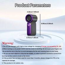 1pc High-Speed Mini Handheld Fan X688, USB Rechargeable Long-Lasting Turbo Portable Small Fan, 1800mAh, Travel - Multicolor - View 3