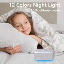 Mquina de ruido marrn, mquina de sonido de 30 sonidos calmantes, mquina de ruido blanco con 12 colores de luz nocturna, mquina de sonido para adultos, bebs y nios, cancelacin de ruido para - Blanco - Ver 3