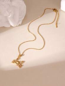 1pc Fashionable Vacation Style 18k Gold Plated Stainless Steel Enamel Starfish Shell Crab Pendant Necklace For Women, Suitable For Beach Vacation Wear - Multicolor - View 6