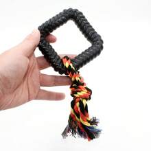 1 pieza Juguete de pulsera para perro negro con anillos de diamantes de colores mixtos, pulsera de cuerda de algodón roja amarilla de colores con nudos, juguete interactivo duradero para masticar, dentición y tironeo para aliviar el aburrimiento de los perros - Multicolor - Ver 3