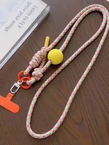 Macaron Color Block Ball Braided Lanyard Universal Phone Case Bag Water Bottle Key Portable Cute Pendant - Multicolor - View 11