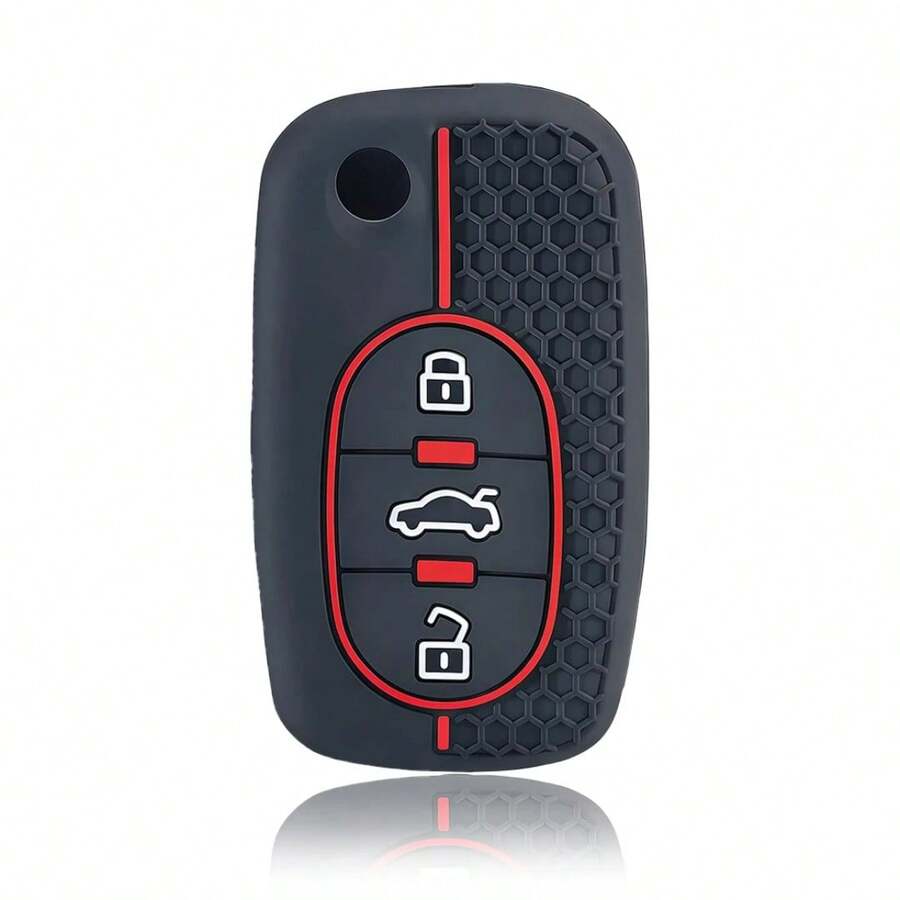 矽膠鑰匙套 FOB 適用於 Audi A1 A6 C5 B6 A4 B5 TT 8N A2 A3 A6 A8 Quattro 遙控鑰匙殼 3 按鈕鑰匙保護套 - 黑色的 - 查看 1