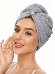 1pc Super Soft Microfiber Absorbent Quick-Dry Hair Towel, Soft Comfortable Bath Towel, Super Absorbent Hair Wrap, Anti-Frizz Wet Hair Shower Cap - Multicolor - View 7