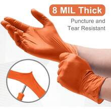 Orange 8 Mil Nitrile Gloves X Large 50 Pack - Heavy Duty Mechanic Gloves, With Diamond Grip - Powder And Latex Free Disposable Gloves - 1 - 查看 4