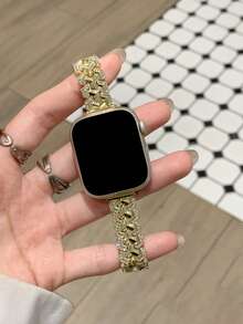 MAPUCE 1PC Premium Y-Shaped Rhinestone Metal Watch Band, Compatible With Apple Watch 38/40/41/42/44/45/46/49mm, Suitable For Apple Watch Series Ultra/SE/11/10/9/8/7/6/5/4/3/2/1, Adjustable Length, Easy To Operate, A Fashionable Small Accessory Watch Band For Women (Band Only, Watch Not Included) - Gold - View 6