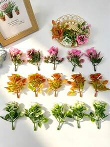 20件迷你人造玫瑰，7cm/2.8in逼真塑料花，易於照顧的四季花朵，適用於仙女花園、婚禮、房間裝飾、模型屋微縮、DIY手工藝和桌面中心裝飾，非常適合情人節、聖誕節、汽車、陽台、露台和花園 - 迷你玫瑰 - 查看 3