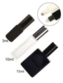 3 Peças/Conjunto Frasco Quadrado Fosco 3ml|5ml|10ml|15ml|20ml Âmbar/Preto Recarregável Perfume Óleo Essencial Loção Dispensador de Bola Rolante de Aço Inoxidável Frasco Portátil Simples Fragrância Óleo Medicinal Rolante de Massagem Frasco Vazio Vidro Transparente Espesso Proteção contra Luz Tampa de Alumínio - Multicolorido - Visão 11