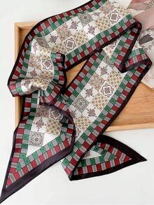 1pc Vintage Geometric Print Belt Scarf, Colorful Accessory, Elegant Women's Long Scarf, Fashion Waist Ornament, Great Gift - Multicolor - View 2