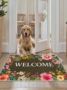 1pc Outdoor Non-Slip Patterned Floor Mat, Indoor Rug, Bathroom Mat, Kitchen Mat, Decorative Rug, Multi-Functional Hallway Mat, Soft & Comfortable, Easy To Clean, Suitable For Indoor/Outdoor Entry, Bedroom, Home Decor - Multicolor - View 7