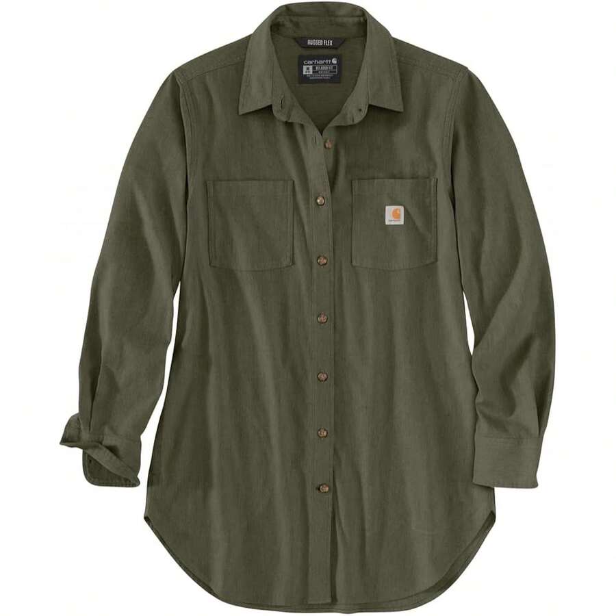 Carhartt Women's 105575 Women's Rugged Flex® Relaxed Fit Midweight Flan Variant 5 - Basil Heather - View 1