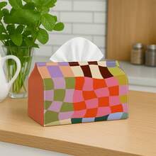 1 Stück Taschentuchbox, buntes Wellenmuster - abstrakter Vintage-Hintergrund, langanhaltend dekorative Aufbewahrungsbox, geeignet für Küche, Wohnzimmer, Schlafzimmer, Auto - multifunktionale Feiertags-Heimdekoration, ideal für Schreibtisch oder Regaldisplay - mehrfarbig - Übersicht 7