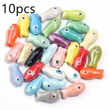 10件/包 陶瓷魚珠 10x20mm 雙面彩色波點魚珠，適用於手鍊、項鍊、DIY手機鍊、吊墜、鑰匙圈配件 - 雙色小魚珠 - 查看 23